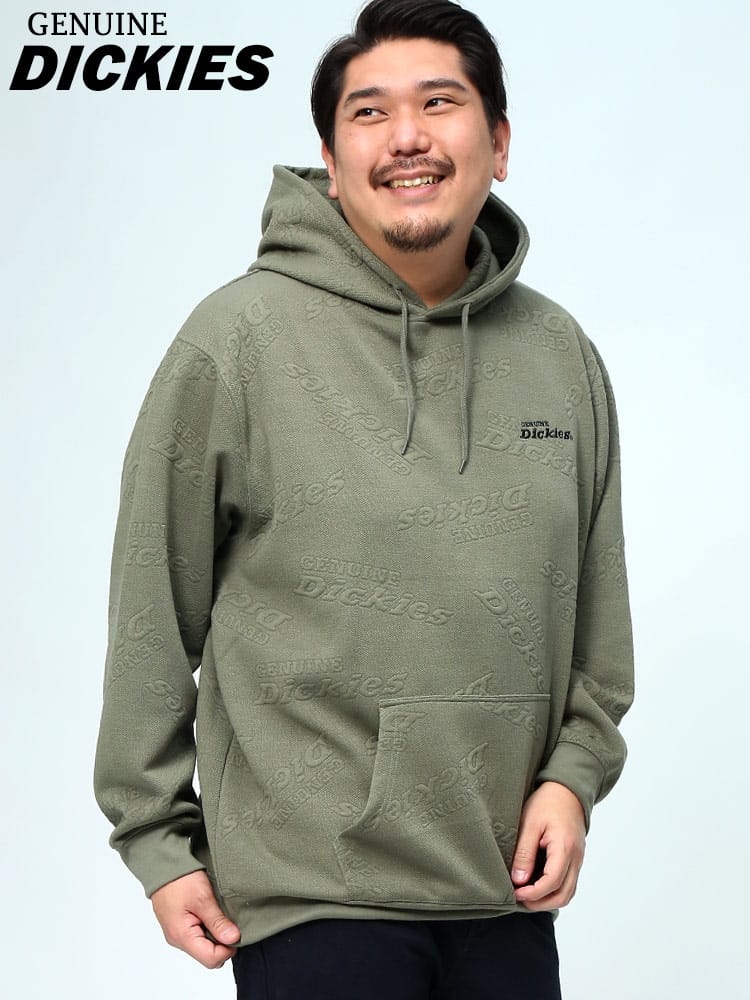 GENUINE DICKIES ジェニュインディッキーズ スウェット パーカー ジャカード ワンポイント 刺繍 プルオーバー 長袖 フーディー 大きいサイズ メンズ
