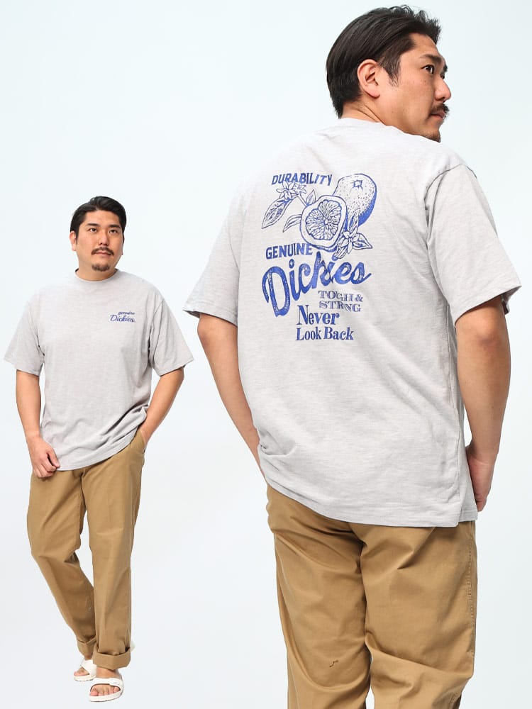 半袖 Tシャツ スラブ天竺 トロピカルバックプリント クルーネック  トップス  クルー 大きいサイズ メンズ