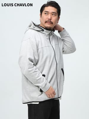 在庫処分 返品交換不可 LOUIS CHAVLON ルイシャブロン ジップパーカー フード収納 スタンドカラー 長袖 ジャケット アウター パーカー 大きいサイズ メンズ