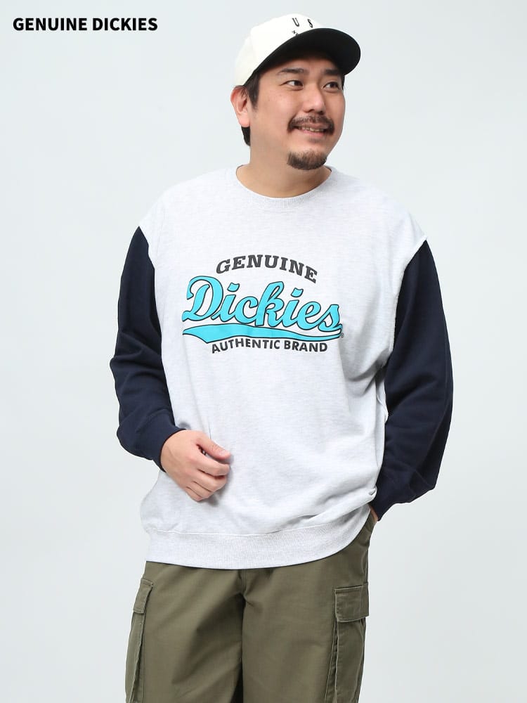 GENUINE DICKIES ジェニュインディッキーズ 切替 ロゴ プリント スウェット トレーナー  大きいサイズ メンズ 
