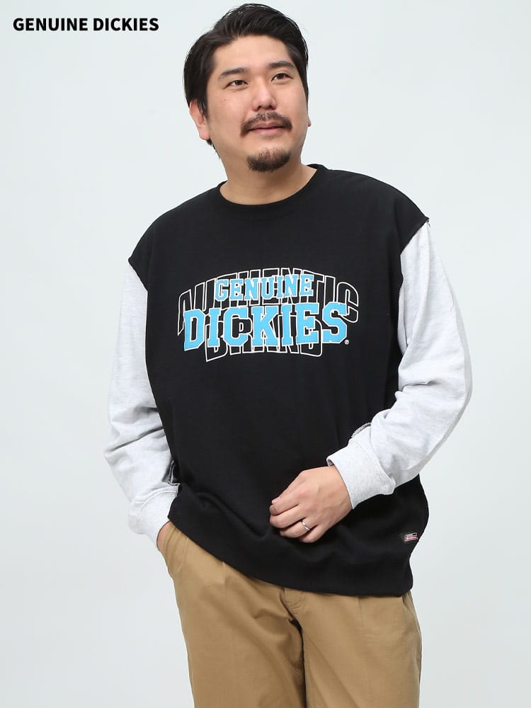 GENUINE DICKIES ジェニュインディッキーズ 切替 ロゴ プリント スウェット トレーナー  大きいサイズ メンズ 