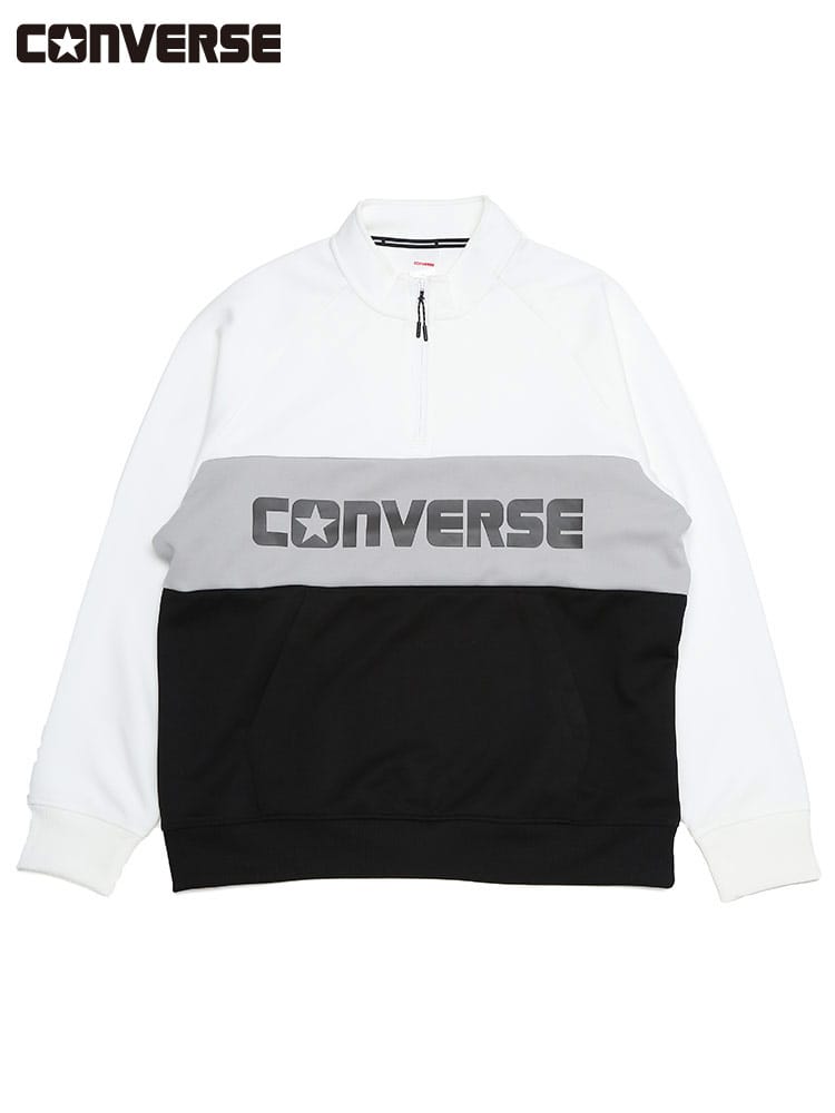 CONVERSE (コンバース) ラインロゴ ポケット付き ハーフジップ トレーナー