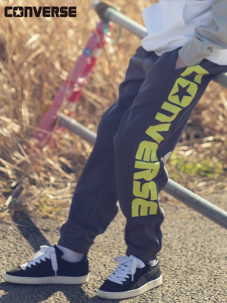 CONVERSE (コンバース) BIGラインロゴ ウエストゴム ジョガーパンツ