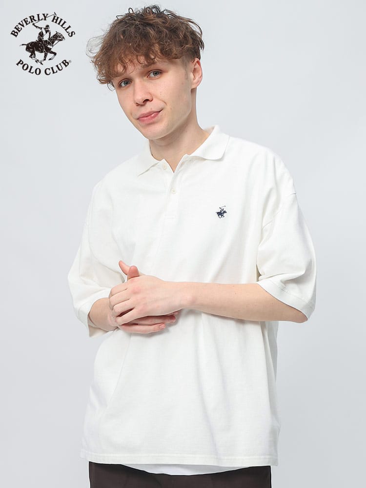BEVERLY HILLS POLO CLUB (ビバリーヒルズポロクラブ) コットン100％ 鹿の子 ワンポイントロゴ 半袖 ポロシャツ