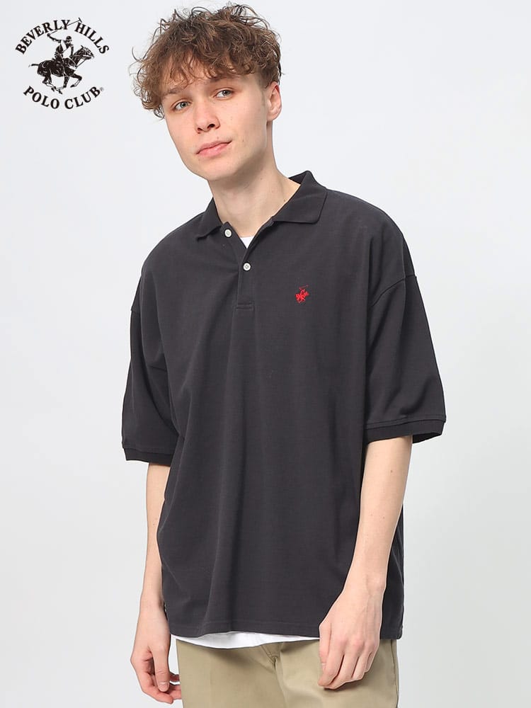 BEVERLY HILLS POLO CLUB (ビバリーヒルズポロクラブ) コットン100％ 鹿の子 ワンポイントロゴ 半袖 ポロシャツ