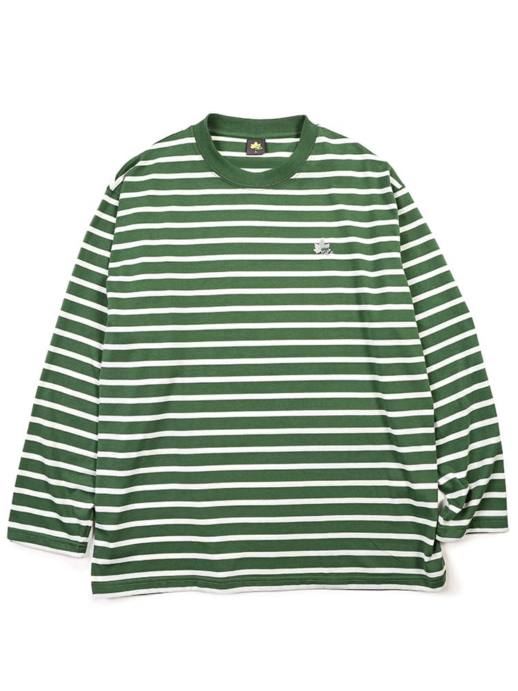 長袖 Ｔシャツ ロゴ刺繍 天竺 ボーダー柄 クルーネック トップス ロンT 大きいサイズ メンズ