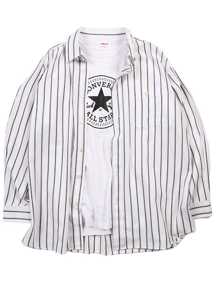 半袖 Tシャツ 長袖シャツ セット BIGロゴプリント クルーネック 2枚セット カジュアルシャツ セット 大きいサイズ メンズ