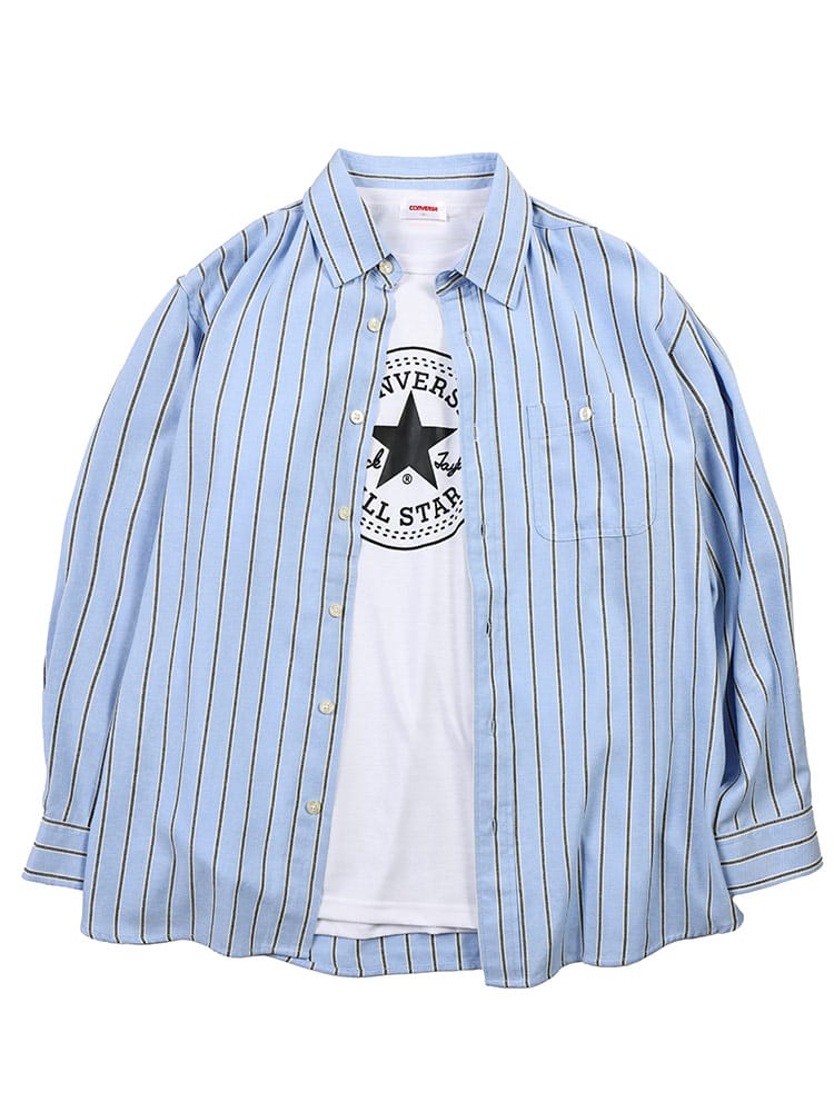 半袖 Tシャツ 長袖シャツ セット BIGロゴプリント クルーネック 2枚セット カジュアルシャツ セット 大きいサイズ メンズ