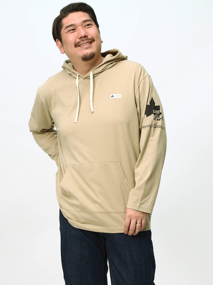 LOGOS park ロゴス パーク 袖プリント Tシャツ パーカー アウトドア トップス フーディー 大きいサイズ メンズ 