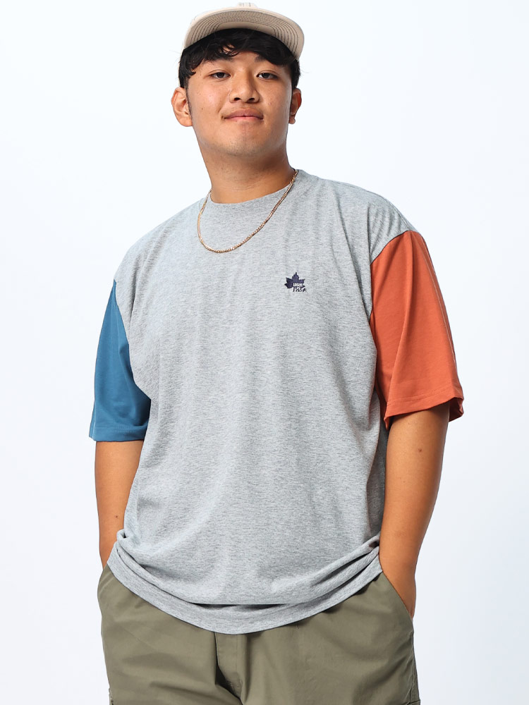半袖 Tシャツ 吸汗速乾 天竺 ワンポイント刺繍 トップス クルー 大きいサイズ メンズ