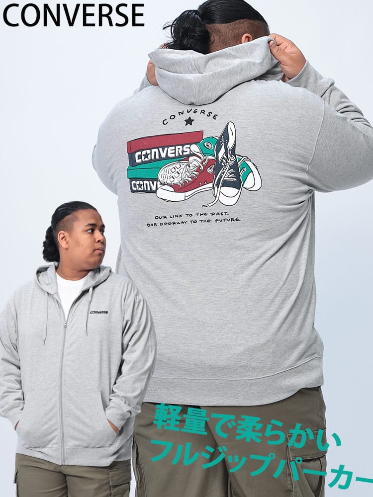 フルジップ パーカー バックプリント 天竺 トップス フード プリント 大きいサイズ メンズ