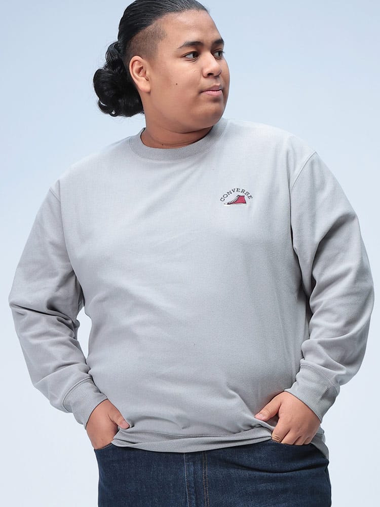 トレーナー もちもち ストレッチ スニーカー刺繍 クルーネック トップス  プルオーバー 刺繍 秋冬 大きいサイズ メンズ