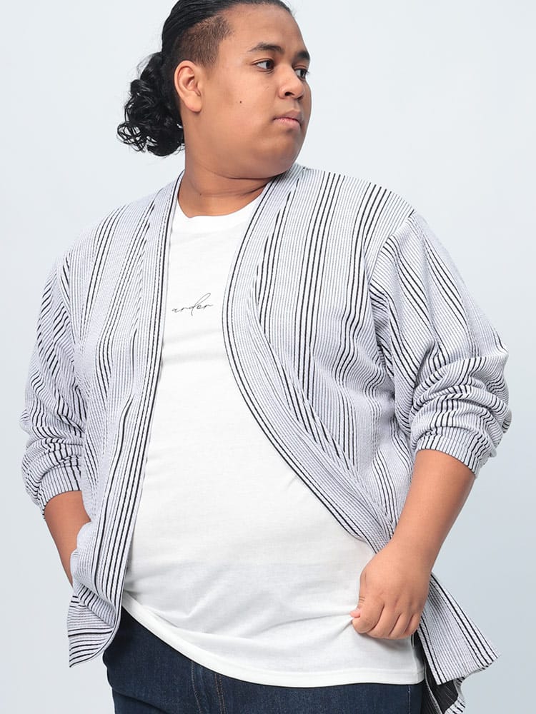 長袖 カーディガン アンサンブル フロントロゴ クルーネック 半袖 Tシャツ セットアップ 2点セット 大きいサイズ メンズ