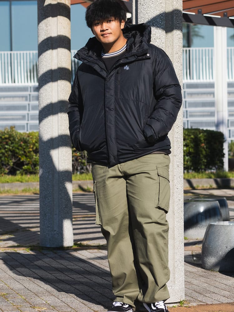 中綿ジャケット Thermore 撥水 無地 フルジップ アウター ブルゾン 