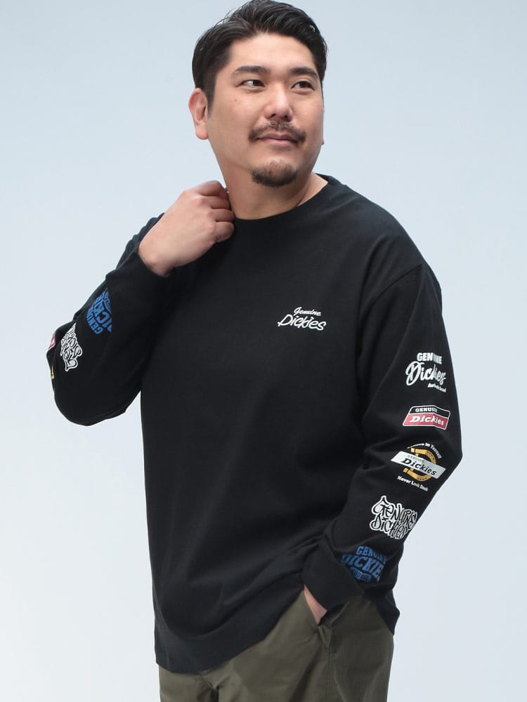 長袖 Tシャツ コットン 袖ラインプリント＆ラグラン切替 トップス ロンT プリント 大きいサイズ メンズ