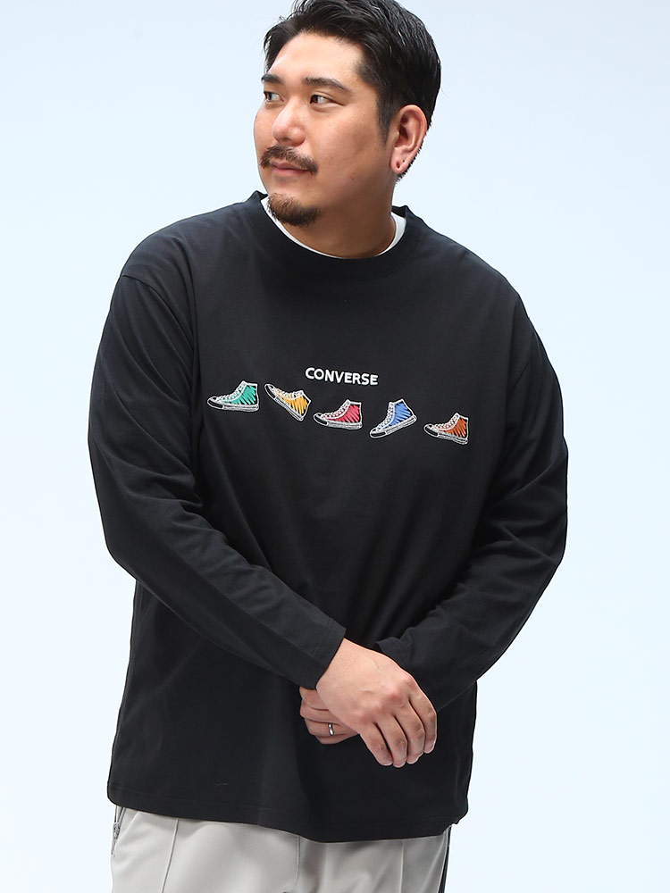 長袖 Tシャツ 天竺編み ロゴ刺繍 クルーネック トップス ロンT プリント 大きいサイズ メンズ