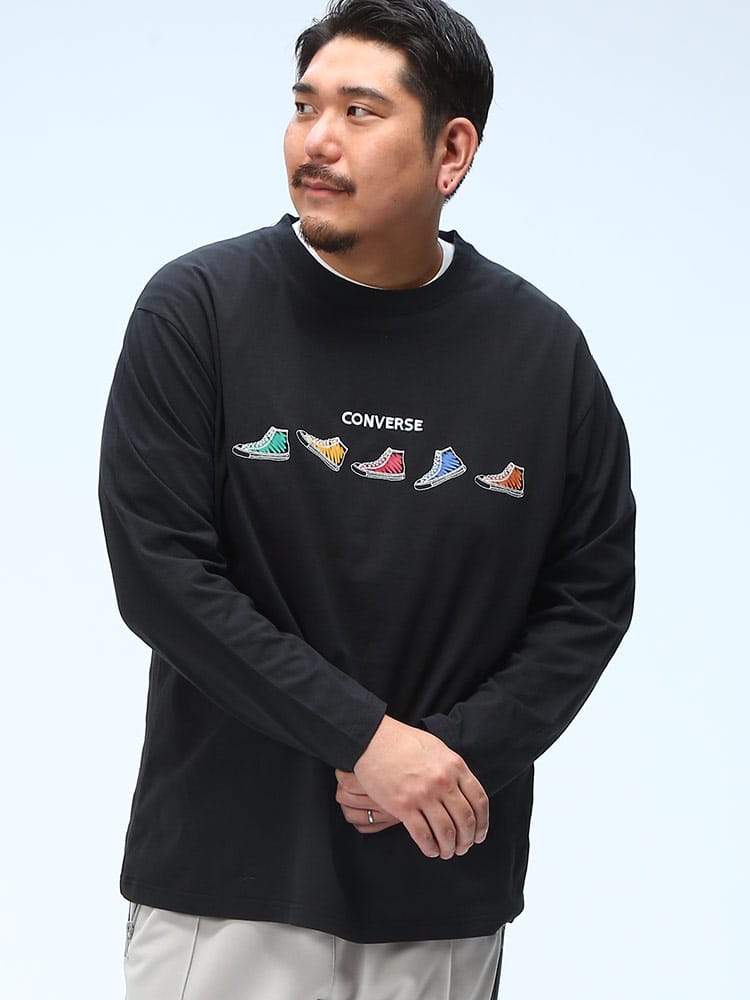 長袖 Tシャツ 天竺編み ロゴ刺繍 クルーネック トップス ロンT プリント 大きいサイズ メンズ