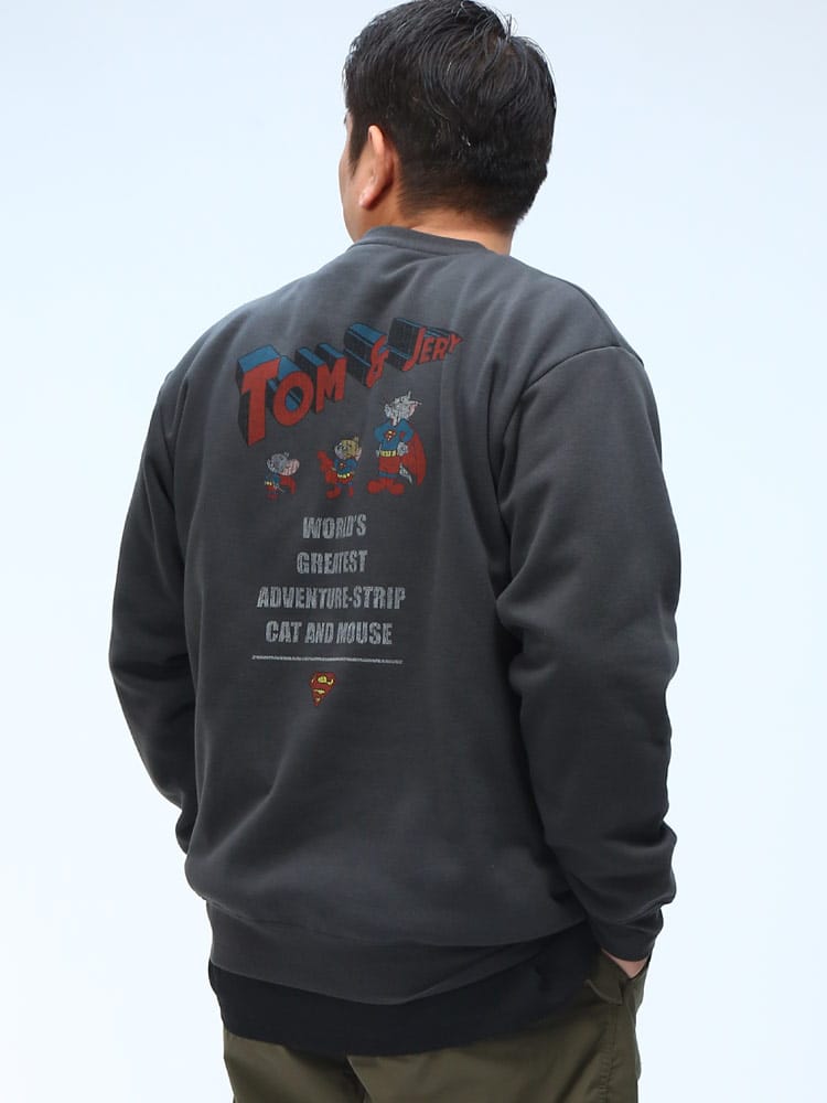 裏起毛 トレーナー ワーナー・ブラザーズ 100周年コラボ ピグメント風 トップス 長袖 プルオーバー スウェット 起毛 大きいサイズ メンズ