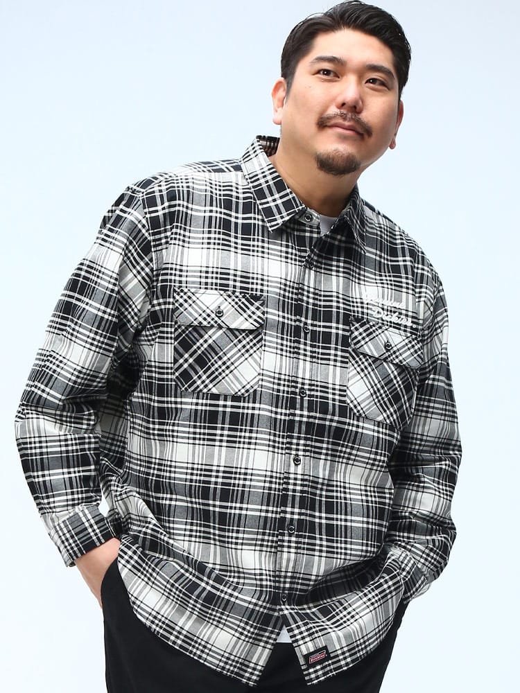 在庫処分 返品交換不可 オックスフォードシャツ 総柄チェック フラップポケット 長袖 トップス カジュアル 春 大きいサイズ メンズ