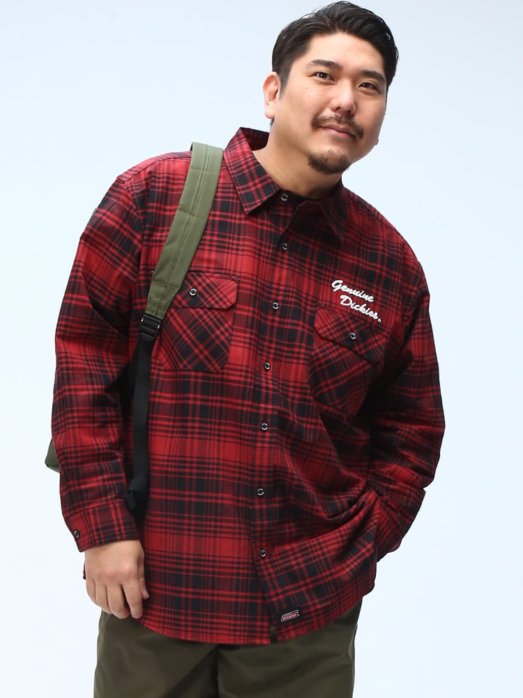 在庫処分 返品交換不可 オックスフォードシャツ 総柄チェック フラップポケット 長袖 トップス カジュアル 春 大きいサイズ メンズ