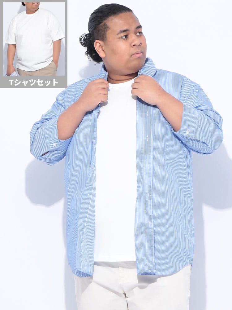 5分袖 シャツ 半袖 Tシャツ アンサンブル セット ブロード トップス 