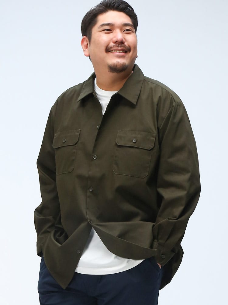 在庫処分 返品交換不可 ツイルワークシャツ 無地 フラップポケット トップス カジュアルシャツ シンプル 春 大きいサイズ メンズ