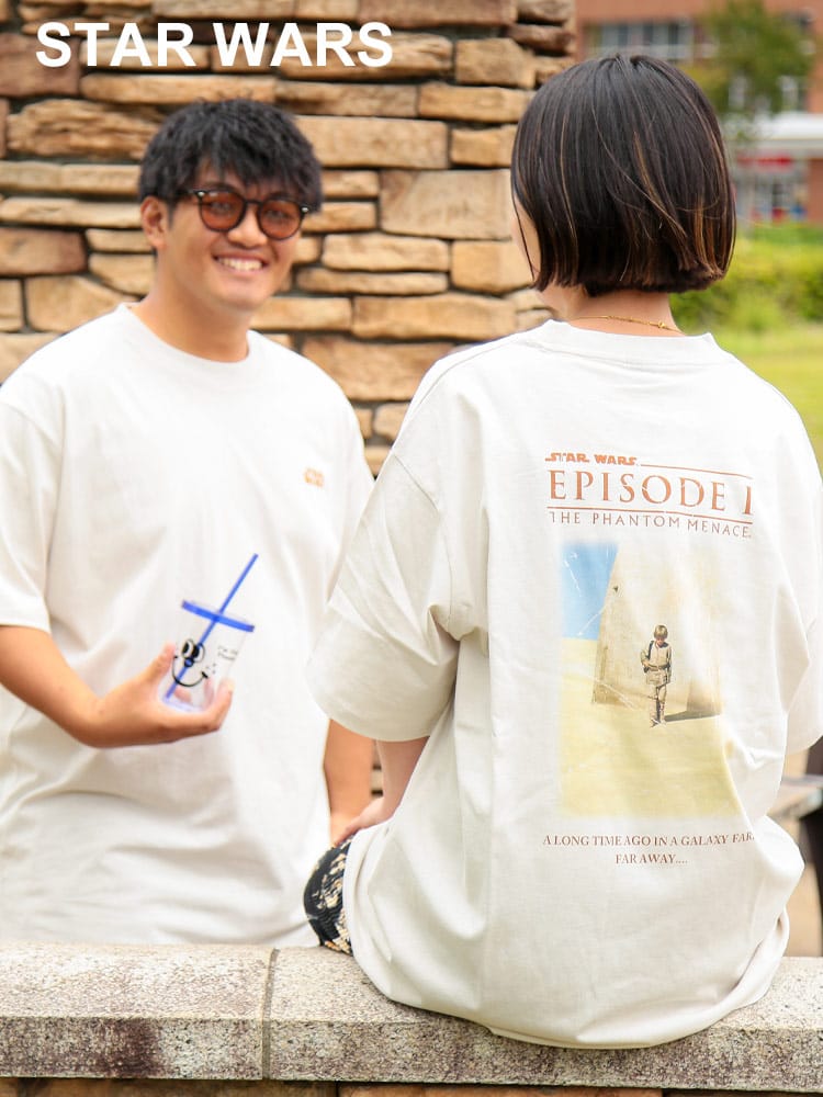 STAR WARS (スターウォーズ) STAR WARS ピグメント風 バックプリント クルーネック 半袖 Tシャツ
