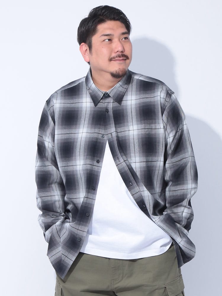 長袖 シャツ 綿100％ ツイルチェック トップス チェックシャツ コットン 大きいサイズ メンズ