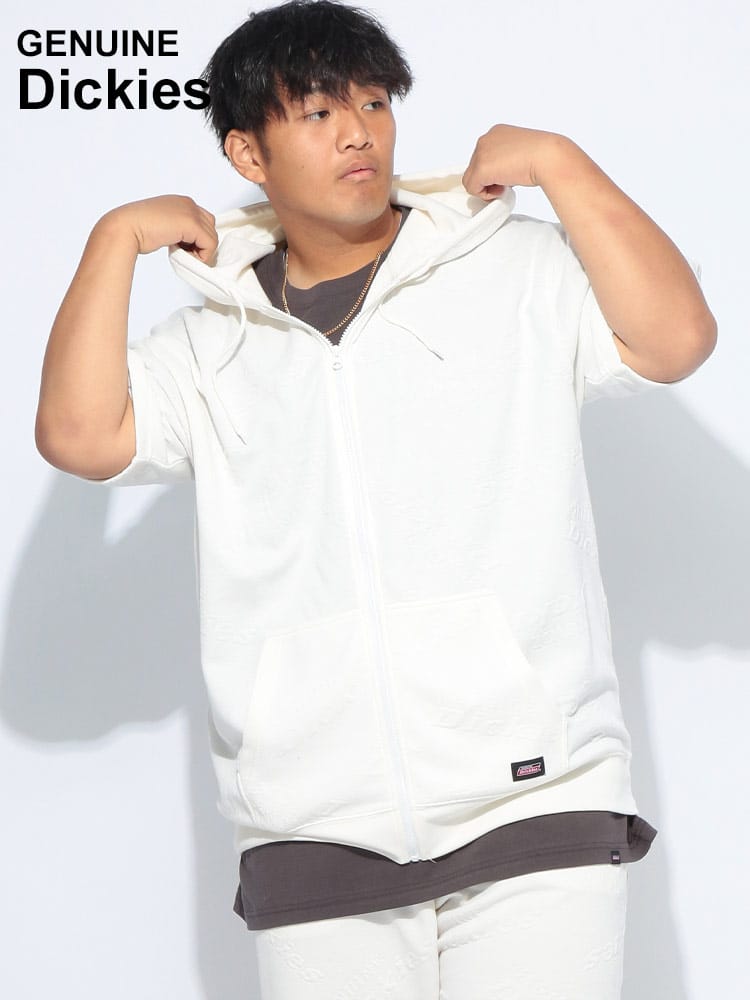 Dickies (ディッキーズ) フクレジャガード ロゴ フルジップ 半袖 パーカー