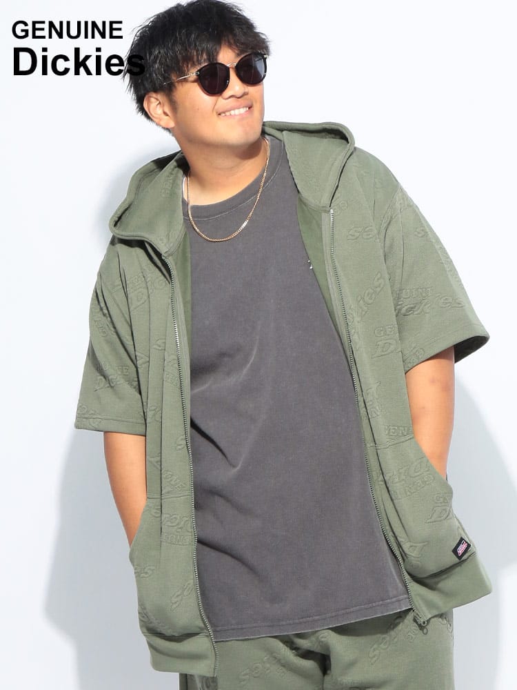 Dickies (ディッキーズ) フクレジャガード ロゴ フルジップ 半袖 パーカー