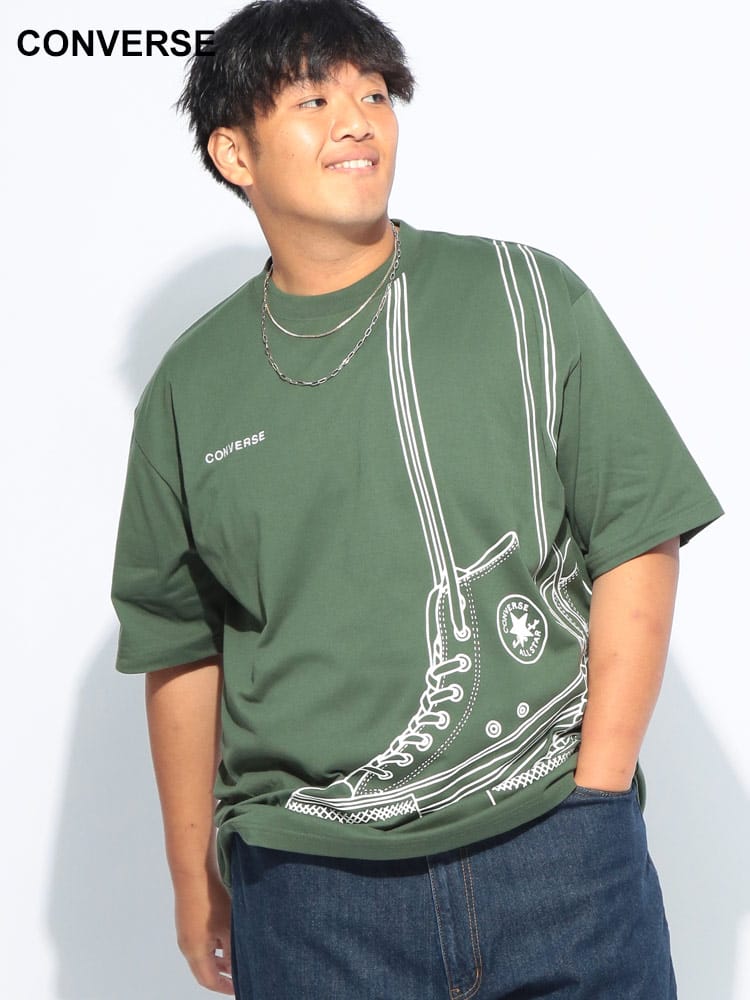 CONVERSE (コンバース) スニーカープリント クルーネック 半袖 Tシャツ
