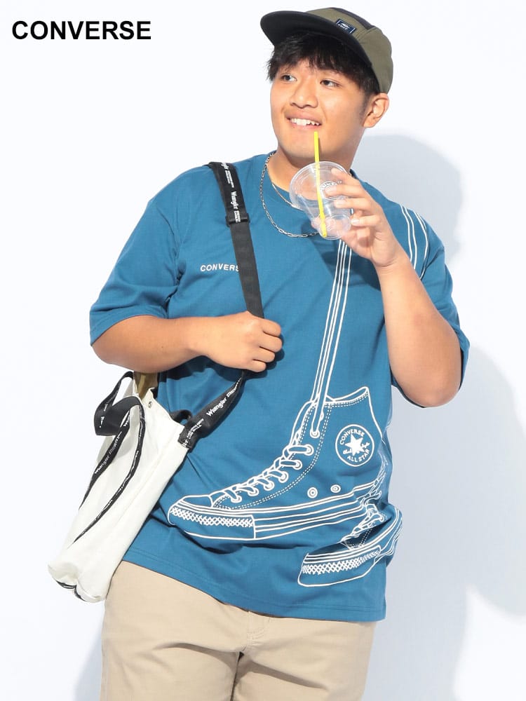 CONVERSE (コンバース) スニーカープリント クルーネック 半袖 Tシャツ