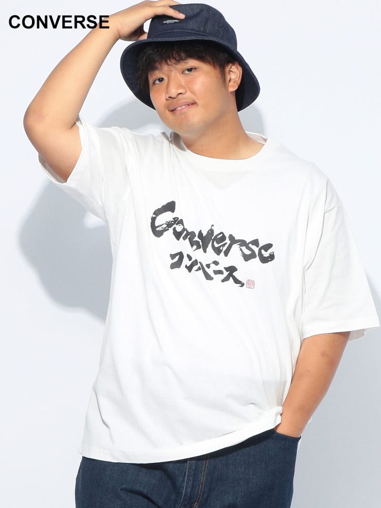 CONVERSE (コンバース) 筆書き風ロゴ クルーネック 半袖 Tシャツ