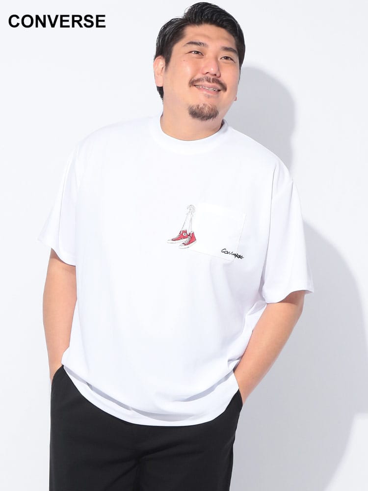 接触冷感 飾りポケット スニーカー刺繍 クルーネック 半袖 Tシャツ 