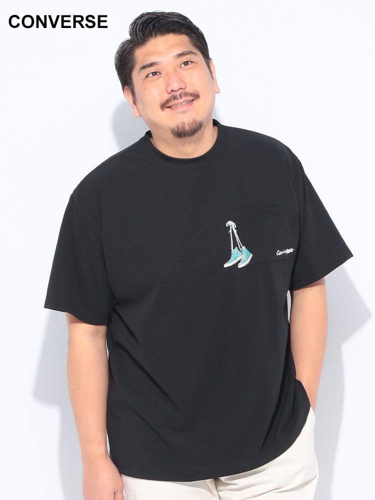接触冷感 飾りポケット スニーカー刺繍 クルーネック 半袖 Tシャツ 大きいサイズ メンズ
