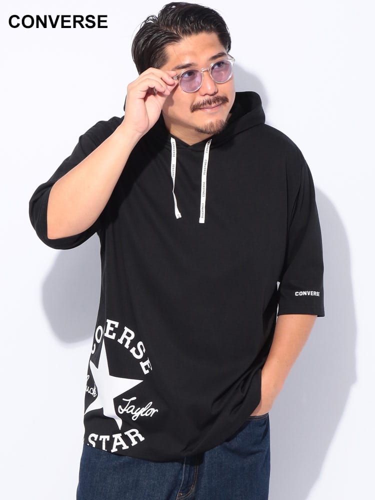 5分丈 フード付き Tシャツ  吸汗速乾 UVカット パーカー トップス プルパーカー 大きいサイズ メンズ