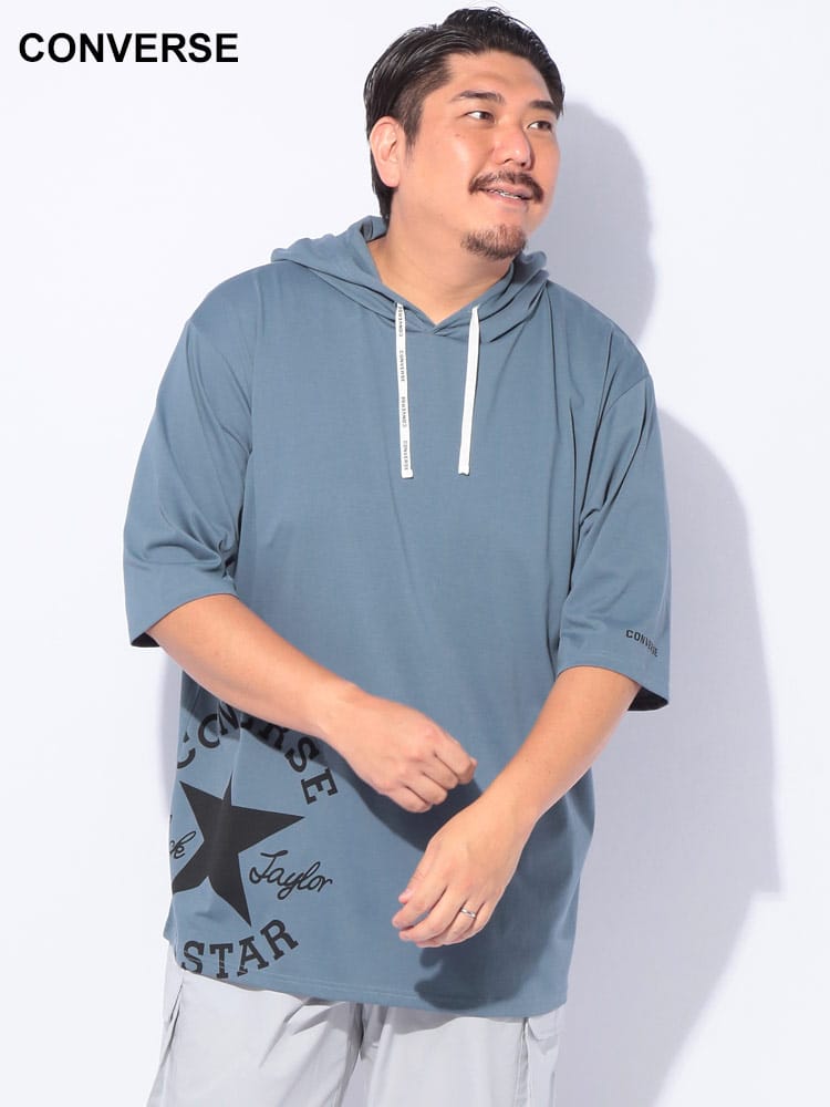 5分丈 フード付き Tシャツ  吸汗速乾 UVカット パーカー トップス プルパーカー 大きいサイズ メンズ