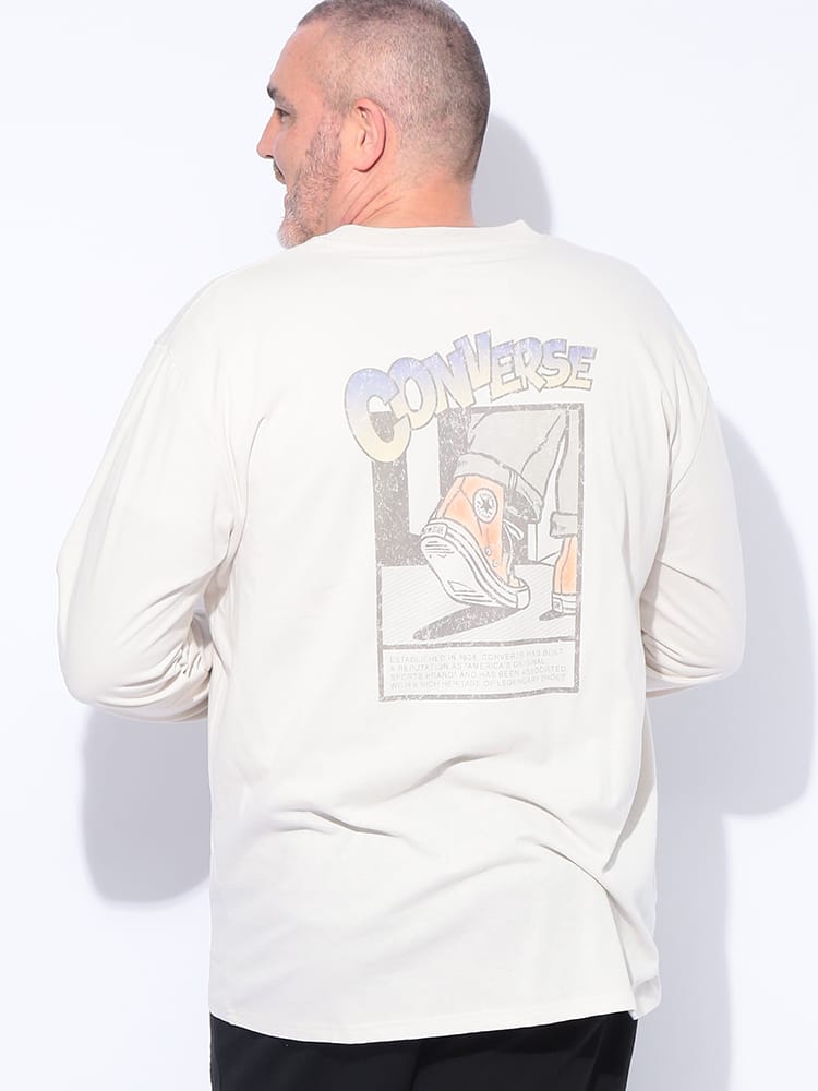 長袖 Tシャツ スウェット パーカー バックプリント ピグメント クルーネック  トップス ロンT インナー 大きいサイズ メンズ