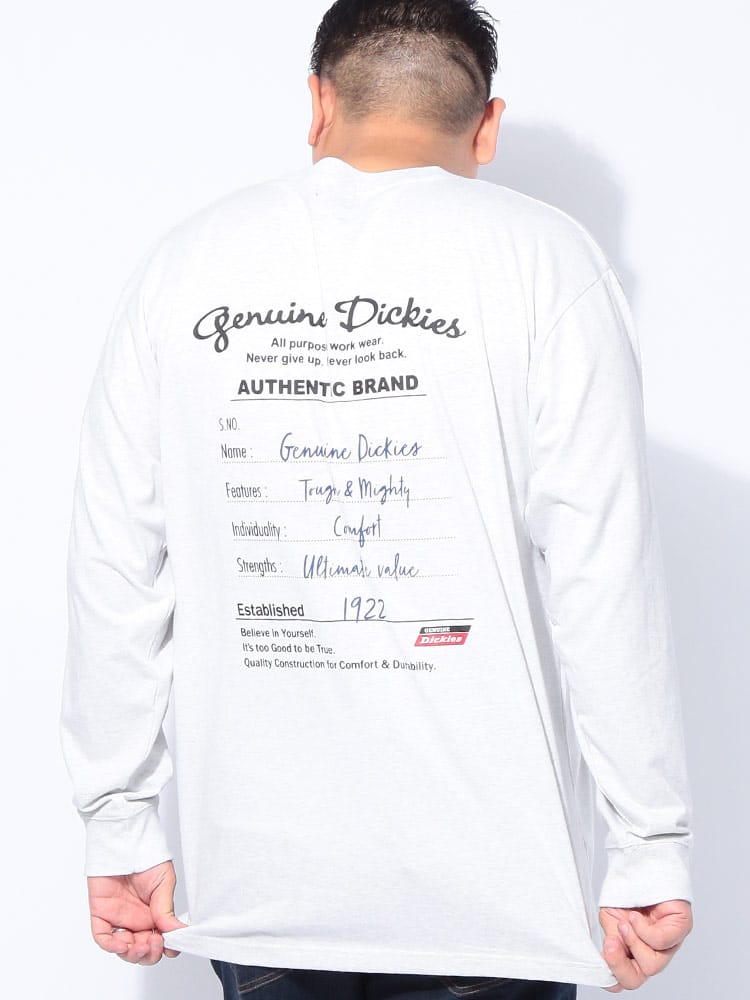 長袖 Tシャツ ロゴ 刺繍＆プリント クルーネック トップス ロンT カットソー 大きいサイズ メンズ