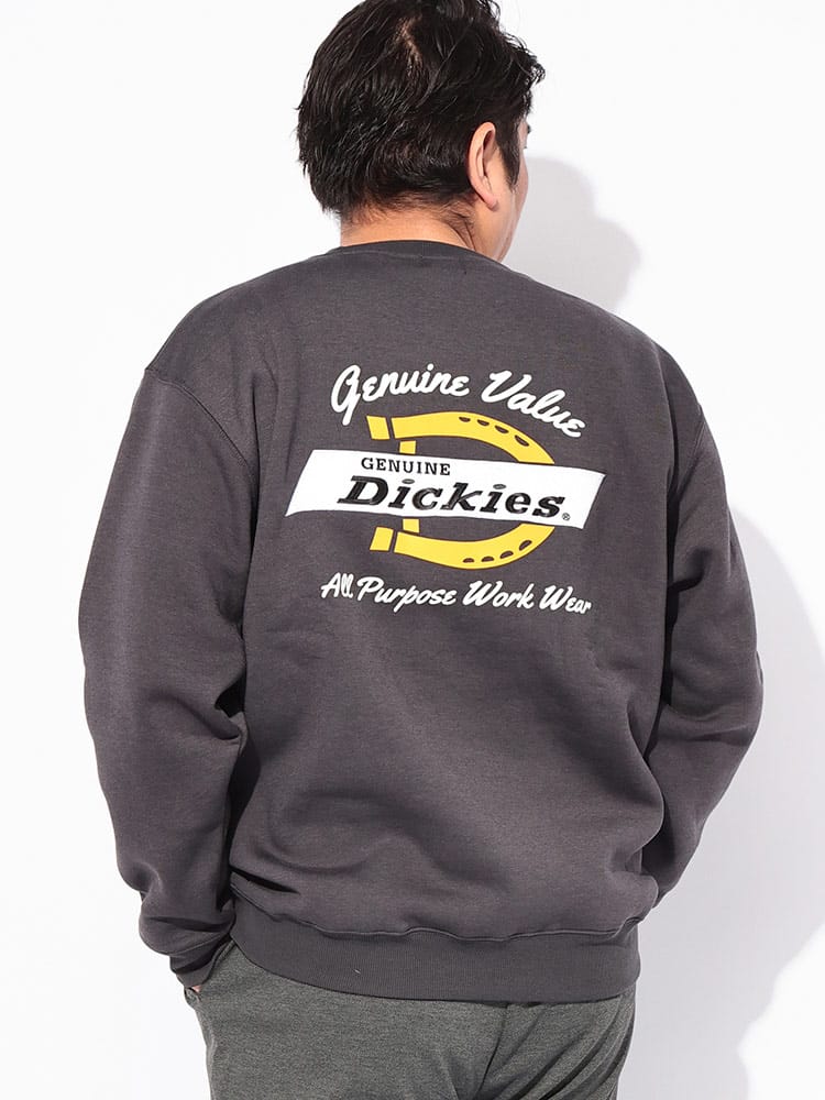 ウェット トレーナー 裏起毛 バック刺繍＆プリント クルーネックス トップス 刺繍 プリント 大きいサイズ メンズ