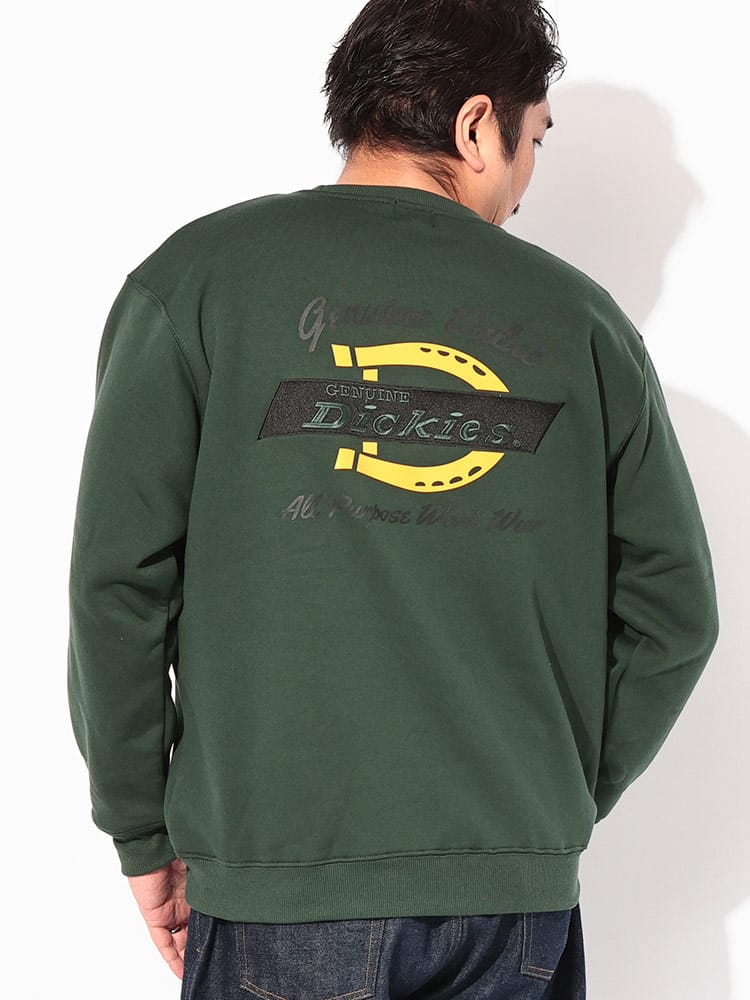 ウェット トレーナー 裏起毛 バック刺繍＆プリント クルーネックス トップス 刺繍 プリント 大きいサイズ メンズ