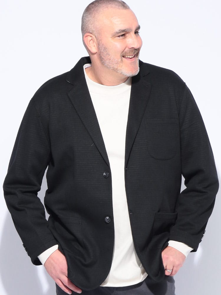 シングルカットジャケット 裏ボーダー柄 2つボタン アウター 秋服 ラフ 大きいサイズ メンズ