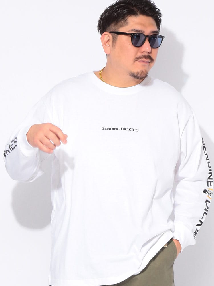 Tシャツ 長袖 メンズ 大きいサイズ アームロゴ クルーネック トップス カジュアル 秋 冬
