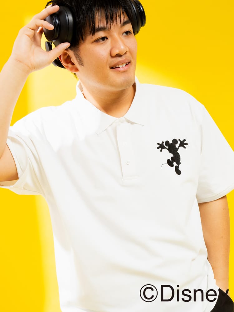 ディズニー ポロシャツ 半袖 メンズ 大きいサイズ 『ミッキー』 デザインポロシャツ 総柄 ナンバリング バックプリント サカゼン80周年記念 オリジナルデザイン