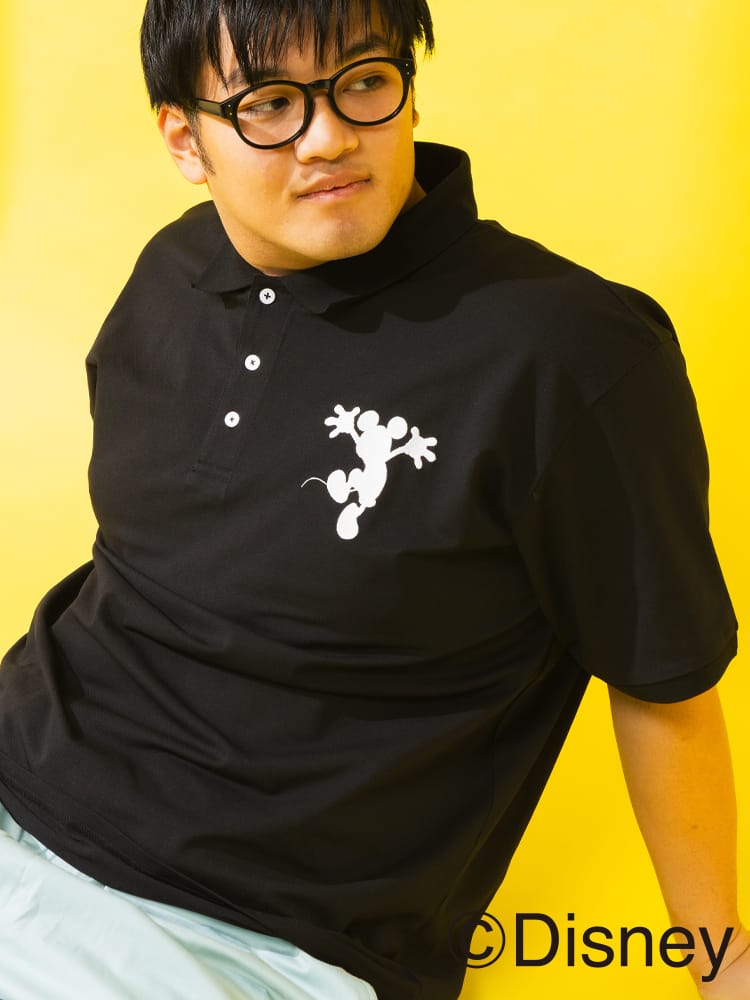 ディズニー ポロシャツ 半袖 メンズ 大きいサイズ 『ミッキー』 デザインポロシャツ 総柄 ナンバリング バックプリント サカゼン80周年記念 オリジナルデザイン