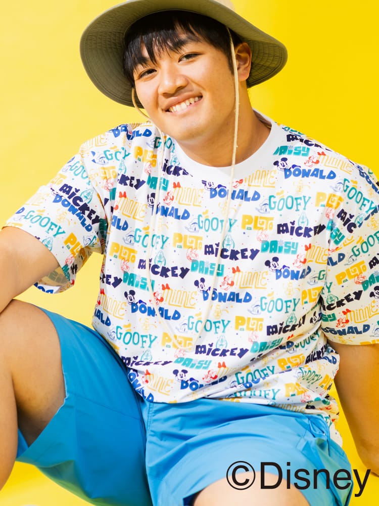 ディズニー Tシャツ 半袖 メンズ 大きいサイズ 『ミッキー』 『ベイマックス』デザインTシャツ ピクサー キャラクター 総柄 刺繍 サカゼン80周年記念 オリジナルデザイン