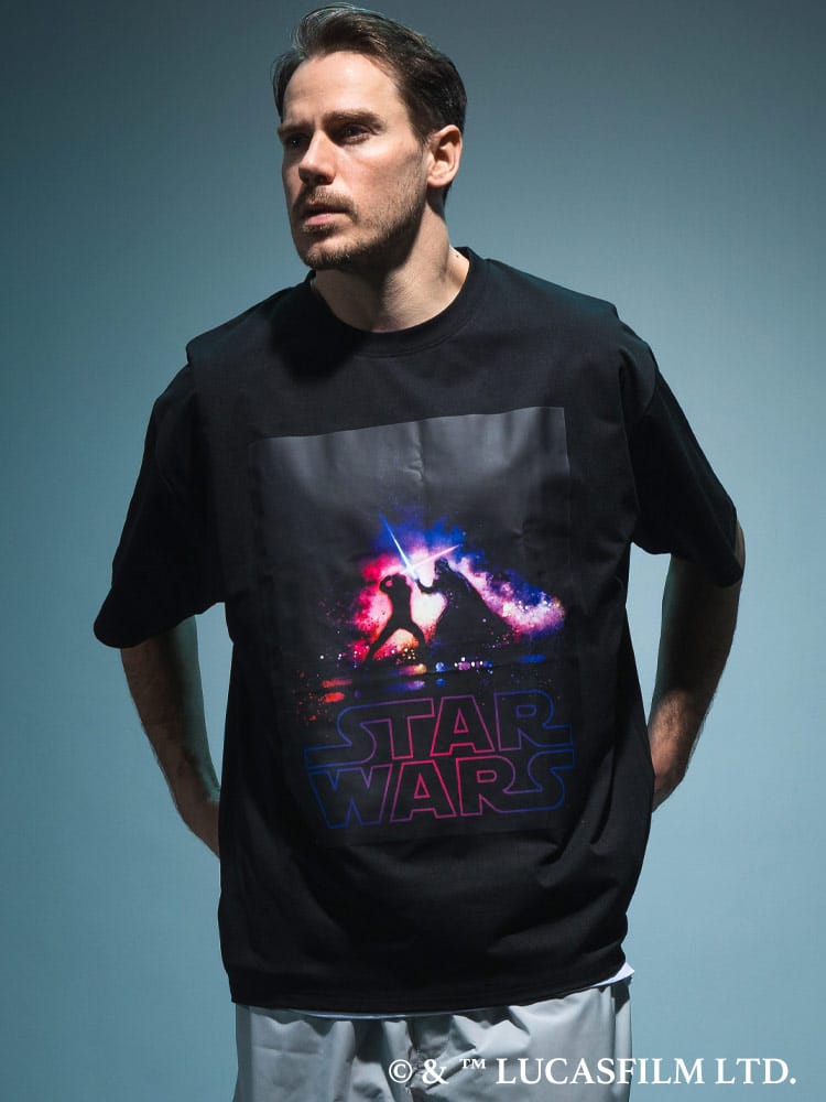 『STAR WARS/スター・ウォーズ』Tシャツ 半袖 メンズ 大きいサイズ「マンダロリアン」「グローグー」デザインTシャツ ラバープリント 総柄 / サカゼン80周年記念 オリジナルデザイン
