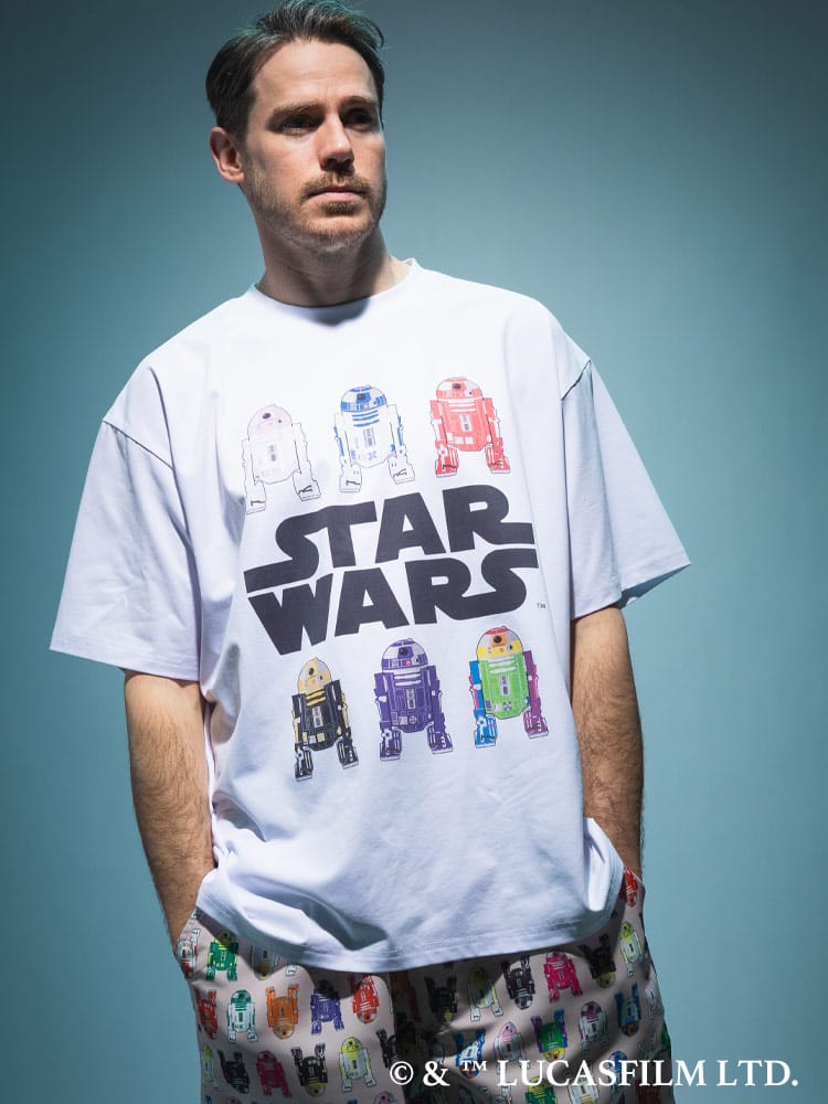 『STAR WARS/スター・ウォーズ』Tシャツ 半袖 メンズ 大きいサイズ「マンダロリアン」「グローグー」デザインTシャツ ラバープリント 総柄 / サカゼン80周年記念 オリジナルデザイン