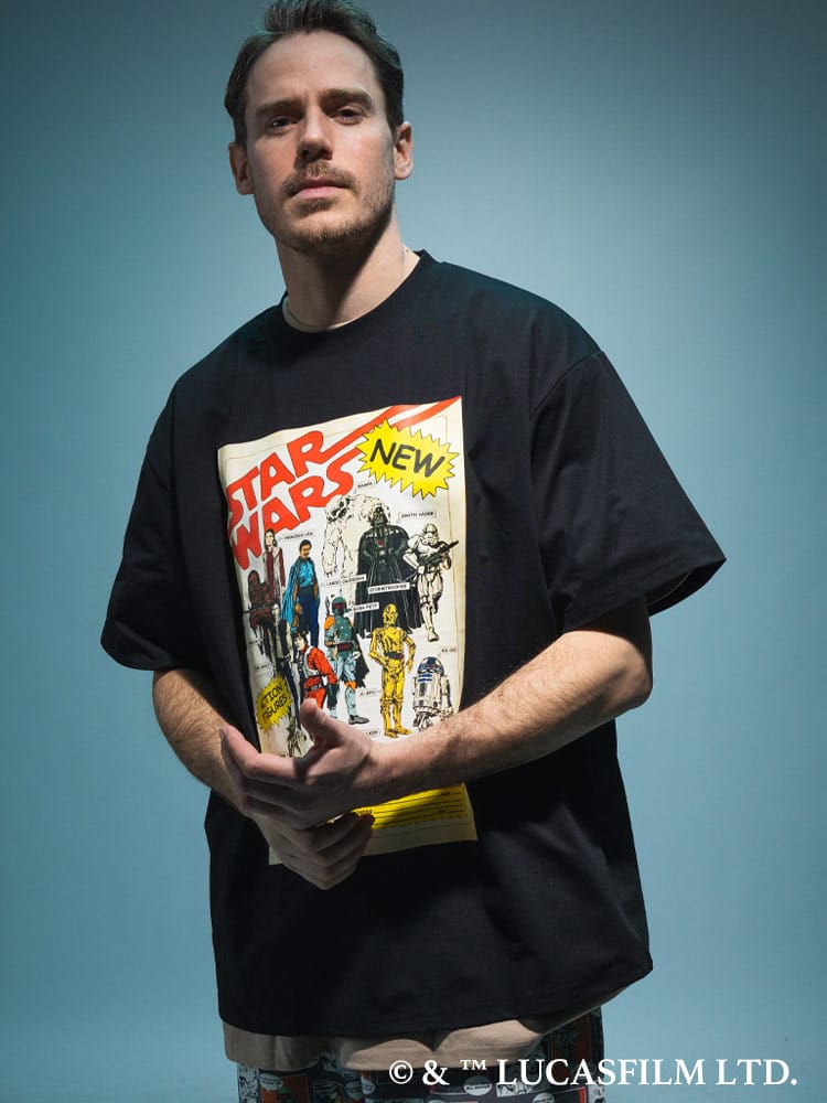 『STAR WARS/スター・ウォーズ』Tシャツ 半袖 メンズ 大きいサイズ「マンダロリアン」「グローグー」デザインTシャツ ラバープリント 総柄 / サカゼン80周年記念 オリジナルデザイン