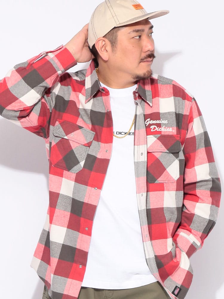 シャツ 長袖 メンズ 大きいサイズ チェック柄  刺繍ロゴ トップス カジュアル チェックシャツ 秋 冬